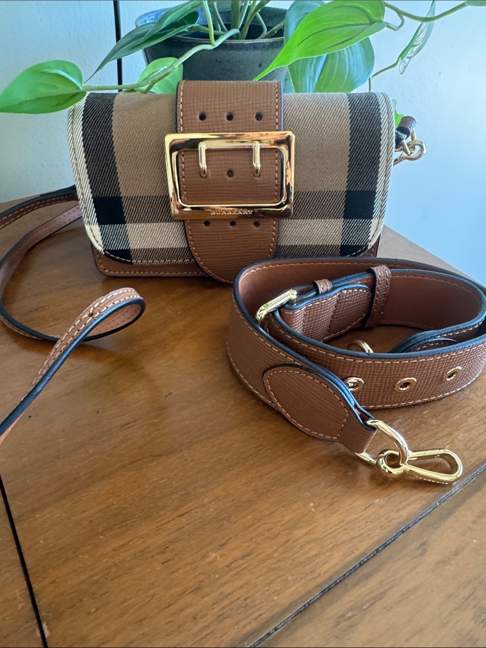 Burberry House Check Small Madison Buckle Bag